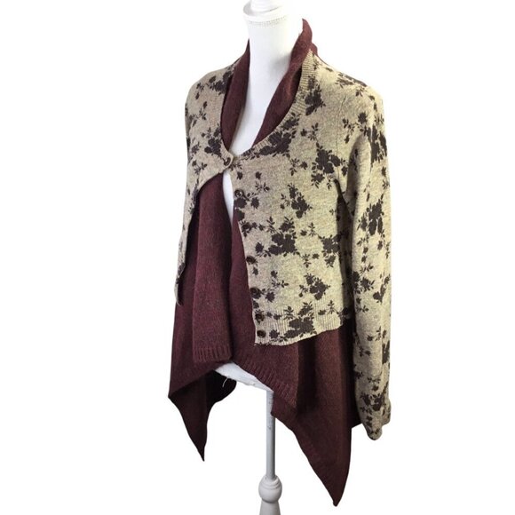 Sleeping on Snow Cozy Times Sweater Layered Cardigan Wool Alpaca Lagenlook Sz S - Picture 2 of 10